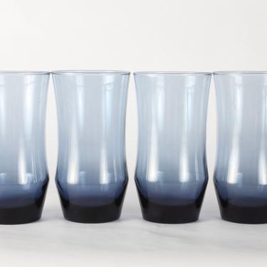 Vintage Libbey Blue Tumblers Glassware, Mid Century Glassware, Smoked Glassware, Mid Century, Tumblers, Blue Glassware, Set of 4 