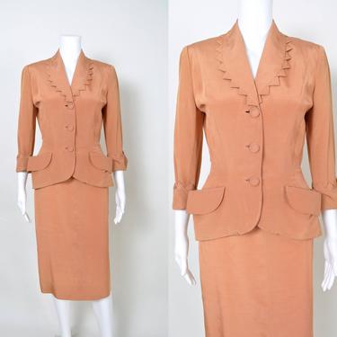 Vintage 1950s 1940s Suit 40s 50s Designer Dress Fred A Block Nipped Waist Hourglass New Look 