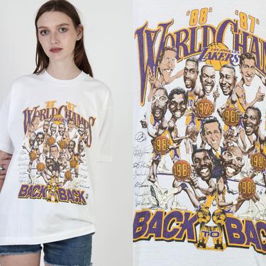 Los Angels Lakers T Shirt / 1987 88 Back To Back Champions Tee / Screen Stars Cartoon NBA Shirt / Magic Johnson Basketball T Shirt XL 