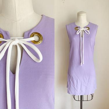 Vintage 1960s Lilac Purple Mini Dress / XXS 