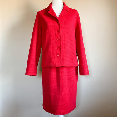 90s Red and Black Grid Skirt Suit | Medium/Large 