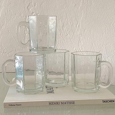 Clear Octagon French Glass Mugs
