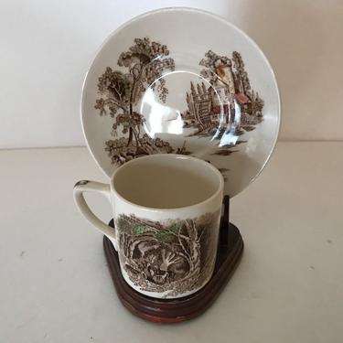 Vintage Johnson Bros Old Mill Demitasse Cup and Saucer Made in England- Nice Condition 