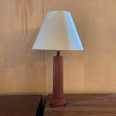 Danish Modern Teak Cylinder Table Lamp