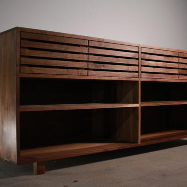 Bork Storage Bookcase, Modern Handcrafted Bookcase, Wood Bookshelf Sideboard, Wide Wood Bookcase (Shown in Walnut) 
