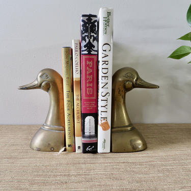 Vintage Bookends - Vintage Brass Bookends - Duck Bookends - Brass Duck Bookends - Bookshelf Decor 