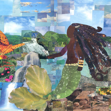 La Sirene Mermaid Collage Poster Haitian Art 