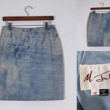 1980s/90s Deadstock Light Blue Leather Mini Skirt by M Julian - Multiple Sizes! by HighEnergyVintage