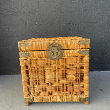 Wicker Small Trunk with Brass Details