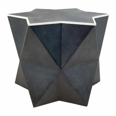 Worlds Away Modern Navy Faux Shagreen Astro Side Table