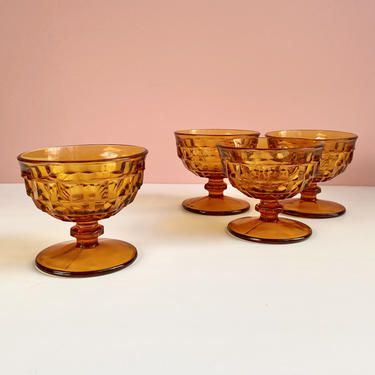 Amber Glass Dessert Bowls - Set of 4 