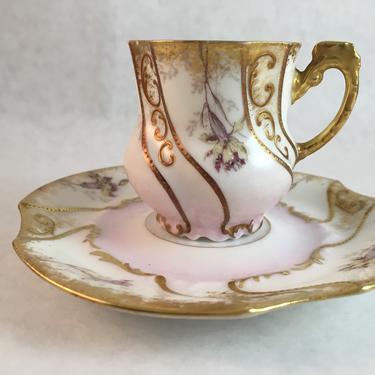 Antique Limoges Demitasse Victorian Teacup and Saucer 