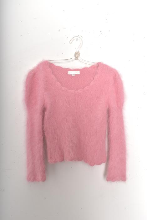 90s Jill Stuart Pink Angora Sweater (Small/Med)
