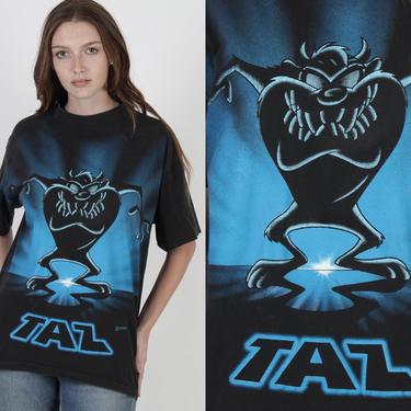 Taz Looney Tunes T Shirt / All Over Print T Shirt / Tasmanian Devil Cartoon Character Graphic Tee / 1995 Warner Bros T Shirt Large 