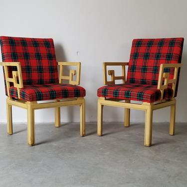 Michael Taylor for Baker Far East Collection Greek Key Armchairs - a Pair. 
