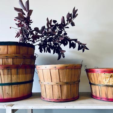 Vintage Apple Baskets | Wooden Apple Baskets | Wood Apple Basket | Farmhouse Decor | Fall Decor | Autumn Decor | Outdoor Gardening Plant Pot 