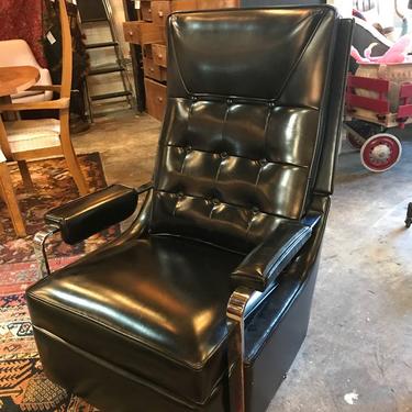 Tufted and chrome Mid Century recliner. $1100