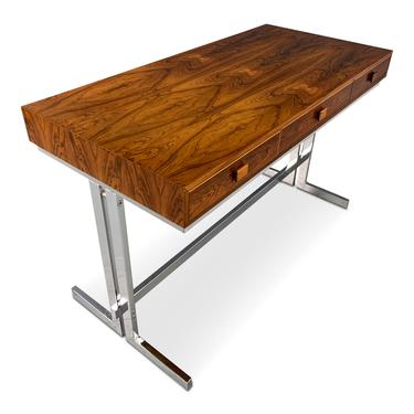 Rosewood and Chrome Petite Mid-century Writing Desk