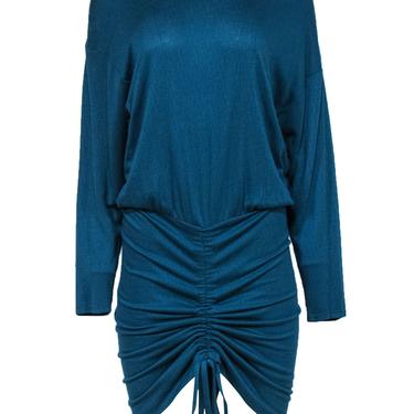 Free People - Teal Ribbed Long Sleeve Cowl Neck Sweater Dress Sz M