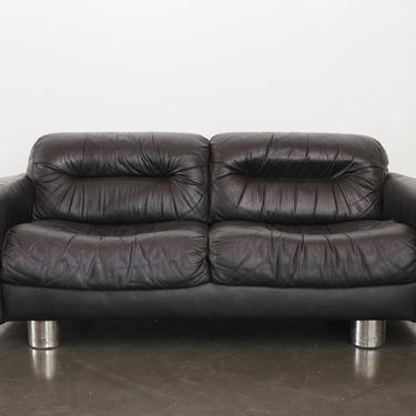 Modern Leather &amp; Chrome Sofa / Couch / Loveseat by HomesteadSeattle