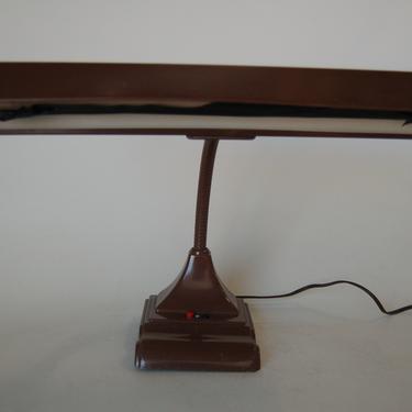 Mid Century Brown Enamel Fluorescent Gooseneck Desk Lamp By Art Specialty 