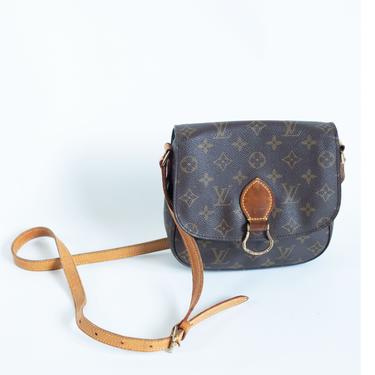 Vintage Louis Vuitton Saint Cloud Canvas and Leather Monogram Crossbody Bag LV Logo Satchel Mini Bag MM 