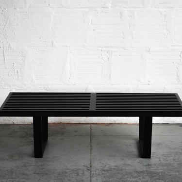 Black George Nelson Style Slatted Bench/Coffee Table