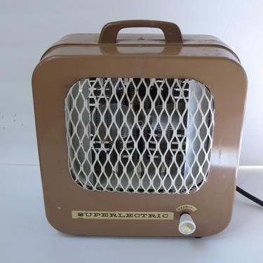 Vintage Electric Space Heater Superlectric Floor Heater Fan Pink Beige Industrial Metal Fan Heater Mid Century Vintage Electronics 