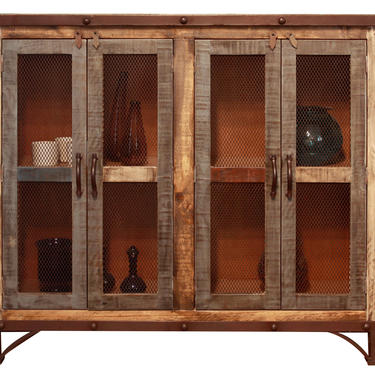 Rustic Solid Reclaimed wood 4-dr Console / China Cabinet / Bookcase / Sideboard 