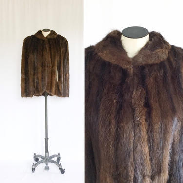Vintage 50s fur cape | Vintage rich striped brown mink cape | Early 1950s Vancouver Fur factory mink fur cape stole 