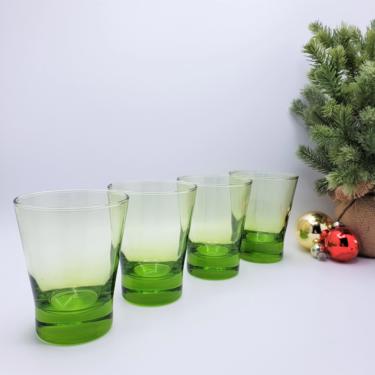 Vintage Green Cocktail Glasses Set of 4 Cristar Vaso | Christmas, Holiday, Entertaining, Lowball, Old Fashioned, Rocks, Glassware, Drinkware 