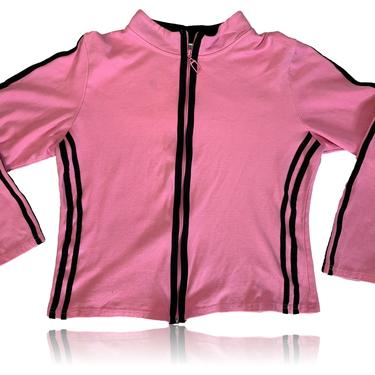 90s Pink and Black Athletic Jacket // I.C. Fashions // Size Large 