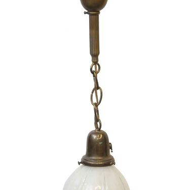Antique Opaline Glass &#038; Brass Pendant Light