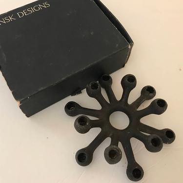 Vintage Dansk Designs cast iron &amp;quot;spider&amp;quot; candle holder, designed by Jens Quistgaard for Dansk Designs-Original Box- Atomic 