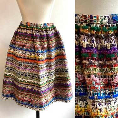 Cool Vintage 60s ARTY TEXTILE Skirt / Hand Woven / Rag Rug Vibe 