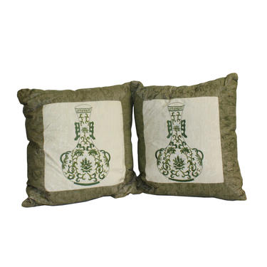 A34 Pair Green Color Square Fabric Couch Sofa Cushions ws656E 