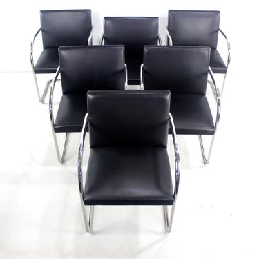Six Mid-Century Modern Armchairs by Ludwign Mies Van Der Rohe for Knoll International