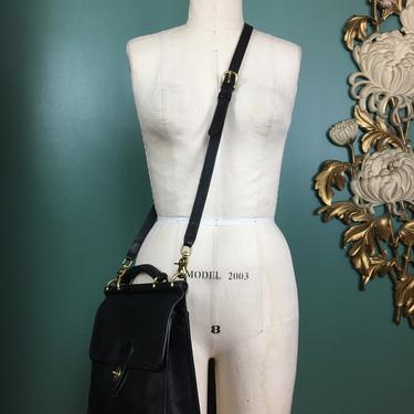 classic coach bag, cross body purse, willis 9927, black leather shoulder bag, satchel style purse, 1990s designer bag, office school bag 
