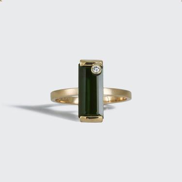 Green Tourmaline Ring with Diamond Accent