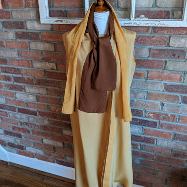 Vintage 1920s Flapper Reversible Golden Silk Cape Vest Kimono Style Jacket Robe Dressing Gown 