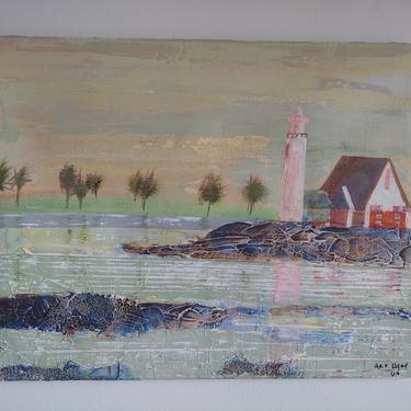Original Seascape Lighthouse Painting 