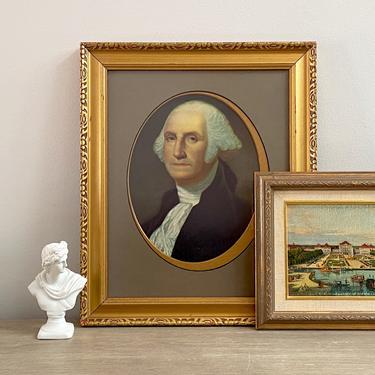 Vintage George Washington Framed Portrait Print Federalist Colonial Traditional Decor 