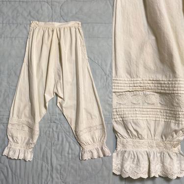Antique 1900s Bloomers 1890s White Cotton Underwear 