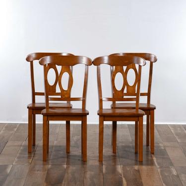 Set Of 4 Hepplewhite Openwork Back Dining Chairs