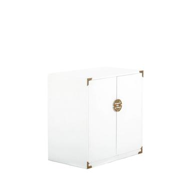 White Hollywood Regency Cabinet in White with Gold Accents 