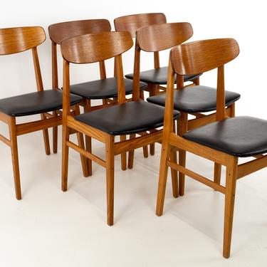 Alf Aarseth Mid Century Danish Teak Cats Eye Dining Chairs - Set of 6 - mcm 