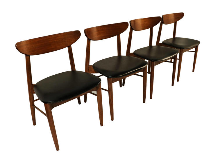 Lane Mid Century Modern Walnut Dining Chairs 