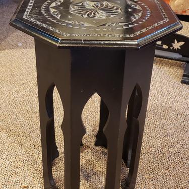 Item #JG4 Small Carved &amp; Lacquered Side Table / Plant Stand c.1950