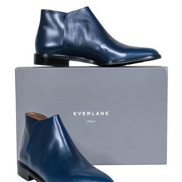 Everlane - Indigo Blue Leather Chelsea Booties Sz 9