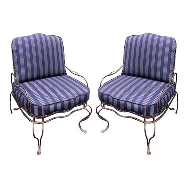 Pair of Rose Tarlow Wrought Iron Outdoor Lounge Chairs 